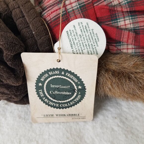 Boyds Bears Lizzie Wishkabibble #50002 Special Event Piece NWT‎ plaid dress hat - Picture 9 of 12